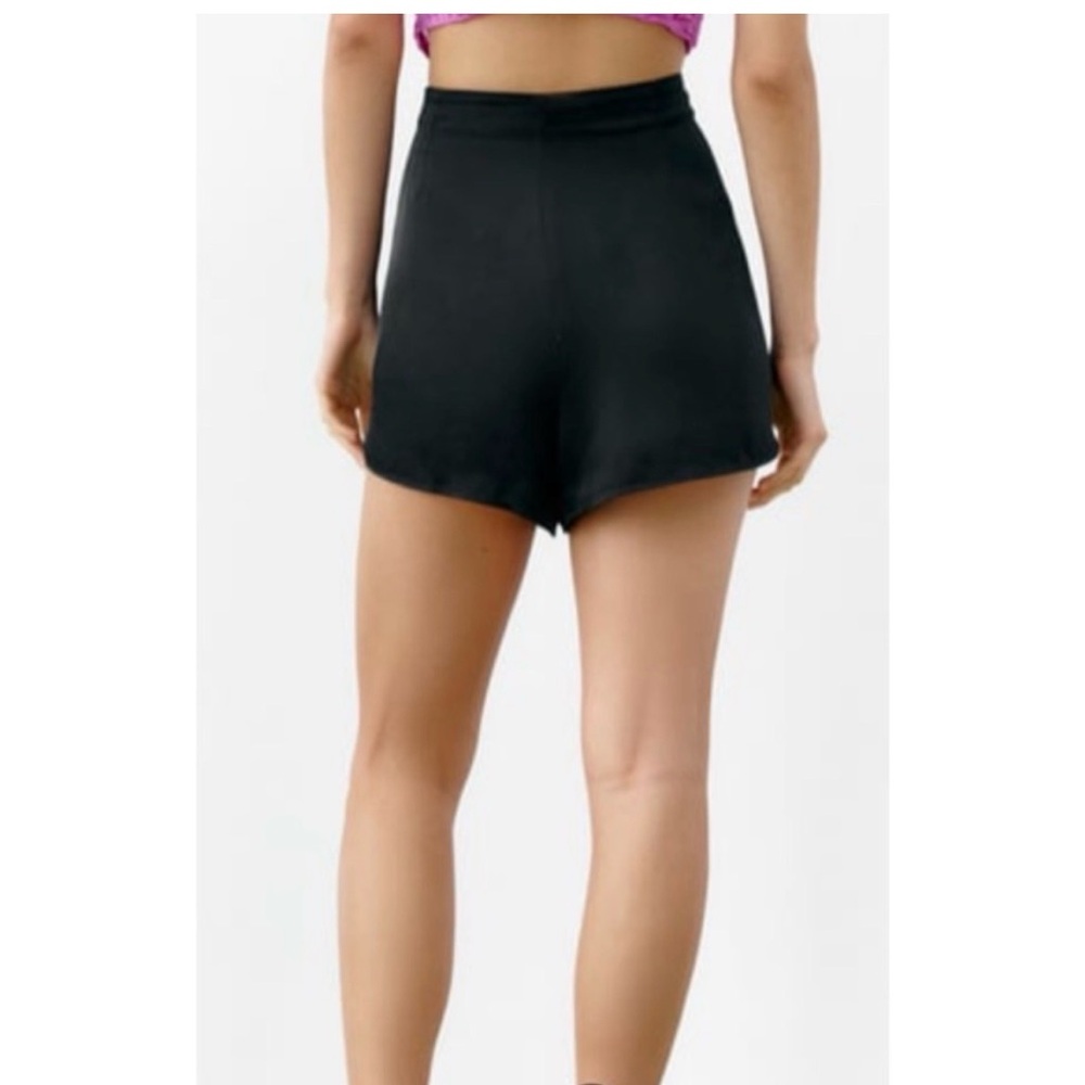 Zara Satin Black Self Tied Wrap Mini Skort M - Picture 2 of 14